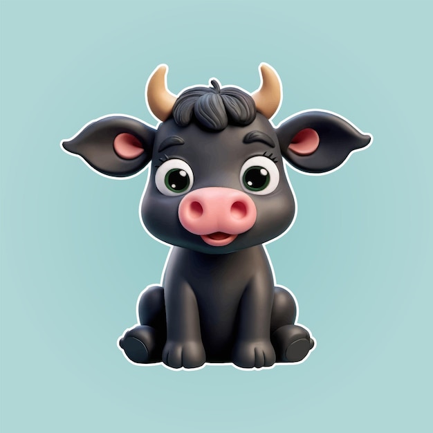 cartoon illustration of a cute black Angus