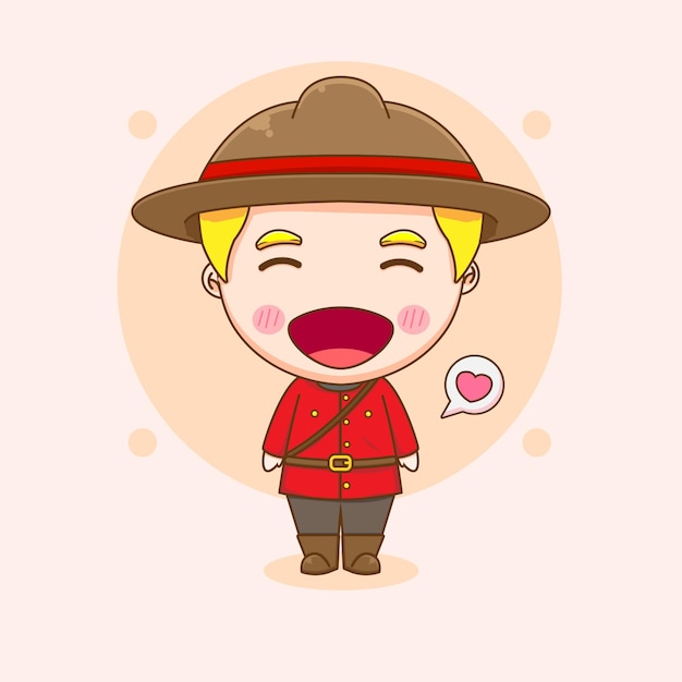 Cartoon illustration of cute Canadian police character