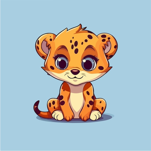 A cartoon illustration of a cute little leopard.