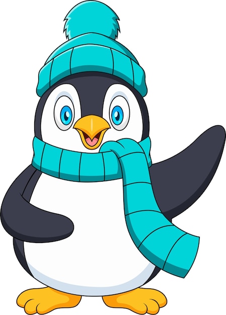 Cartoon illustration of cute penguin with scarf