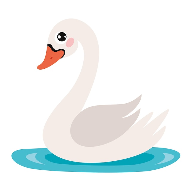 Cartoon Illustration Of  Cute Swan