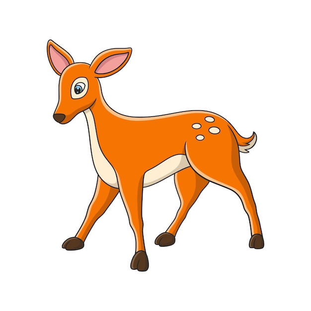 cartoon illustration deer walking during the day in the forest looking for food