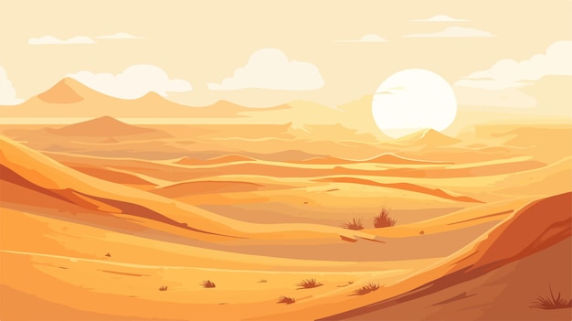 Vector a cartoon illustration of a desert landscape with mountains and trees