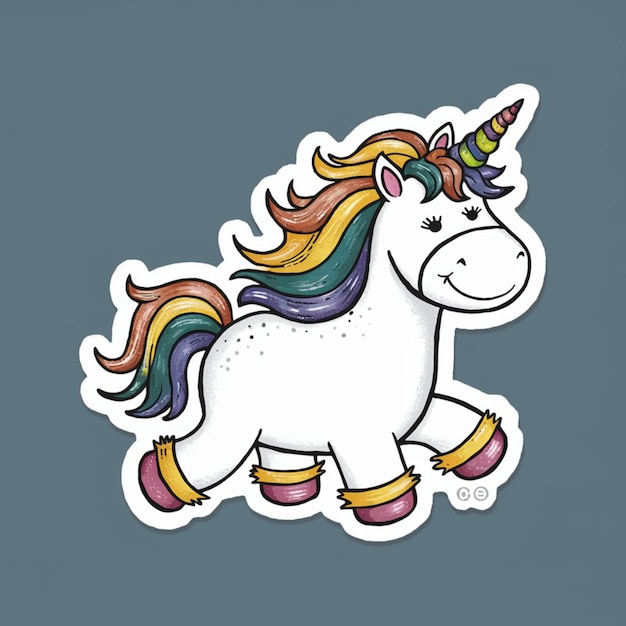 cartoon illustration of a dreamy unicorn sticker