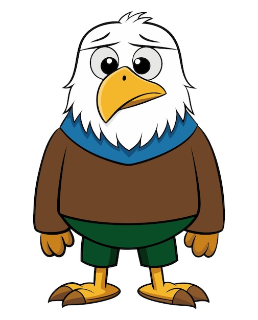 Vector a cartoon illustration of an eagle with a bald head and a blue scarf