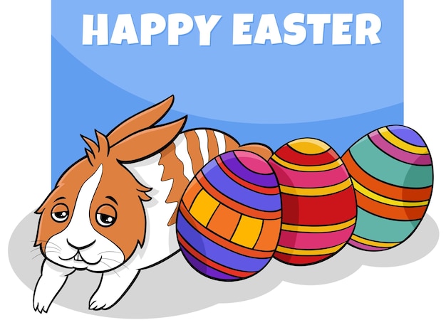 Cartoon illustration of Easter Bunny character with Easter eggs