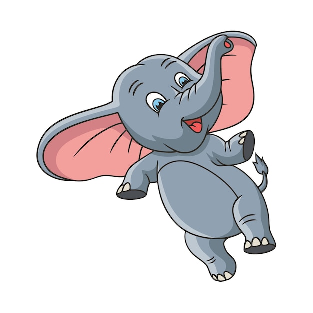 Cartoon illustration elephant jump