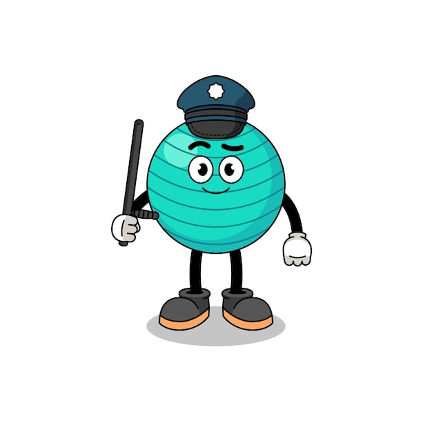 Cartoon Illustration of exercise ball police character design