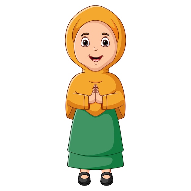 Cartoon illustration of a female Muslim people