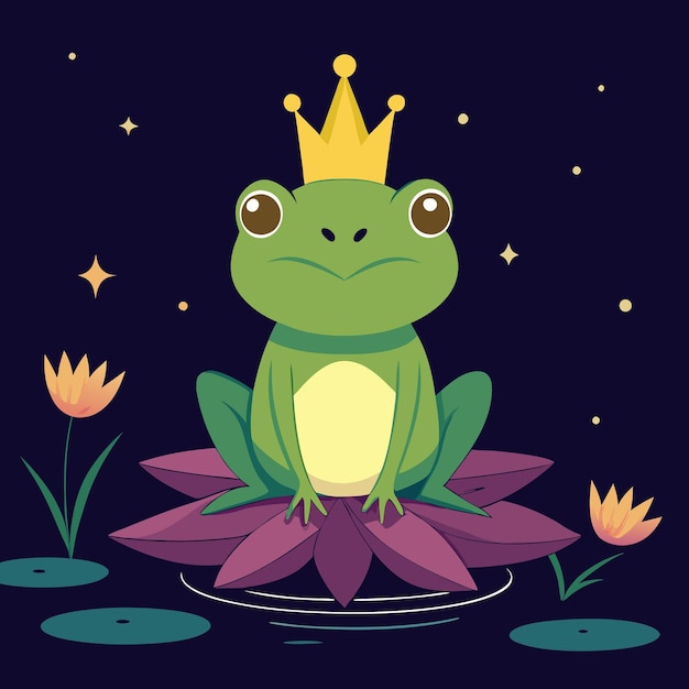 Vector a cartoon illustration of a frog with a crown on his head