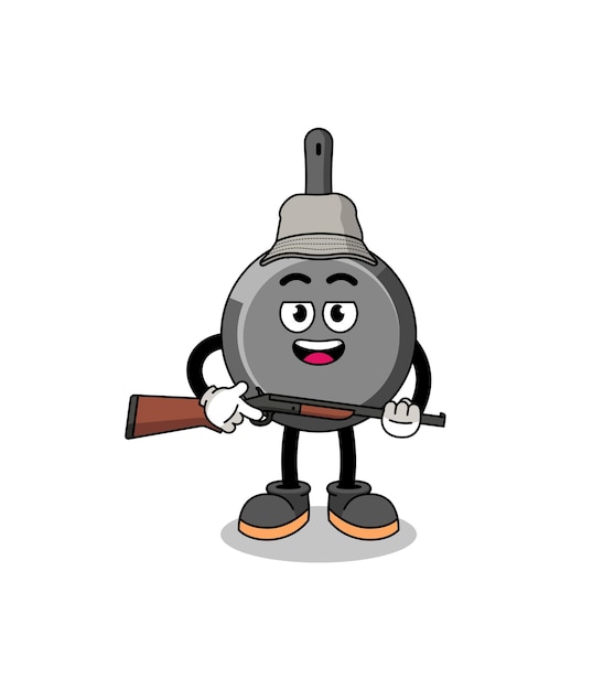 Cartoon Illustration of frying pan hunter