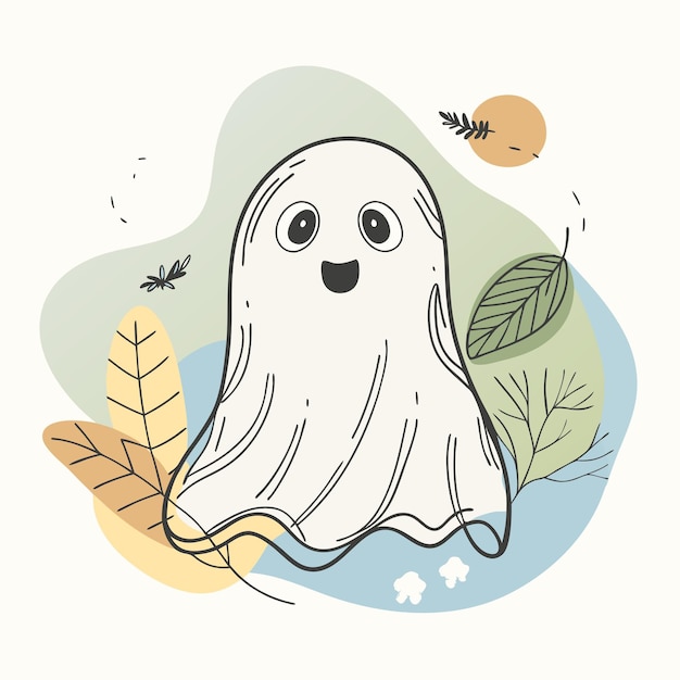 Vector a cartoon illustration of a ghost with bugs on it