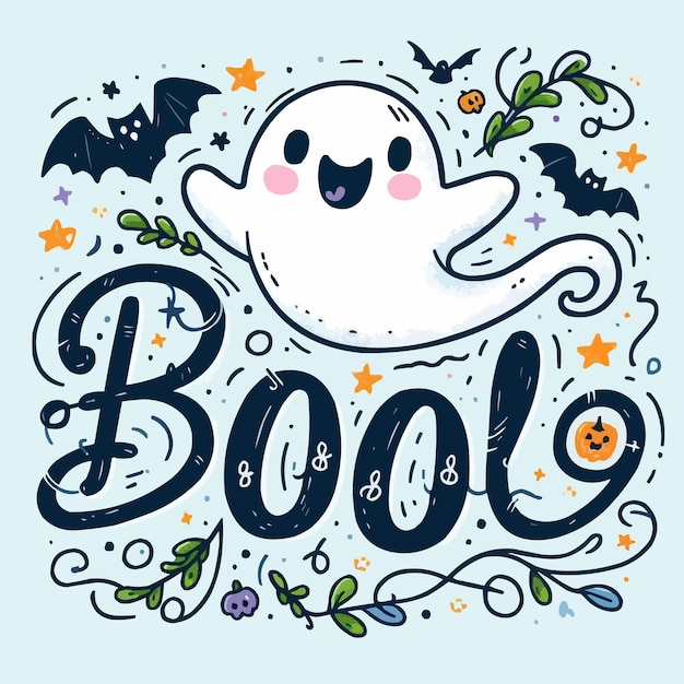 Vector a cartoon illustration of a ghost with the words quot book quot written on it