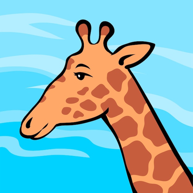 Cartoon illustration giraffe on a blue background