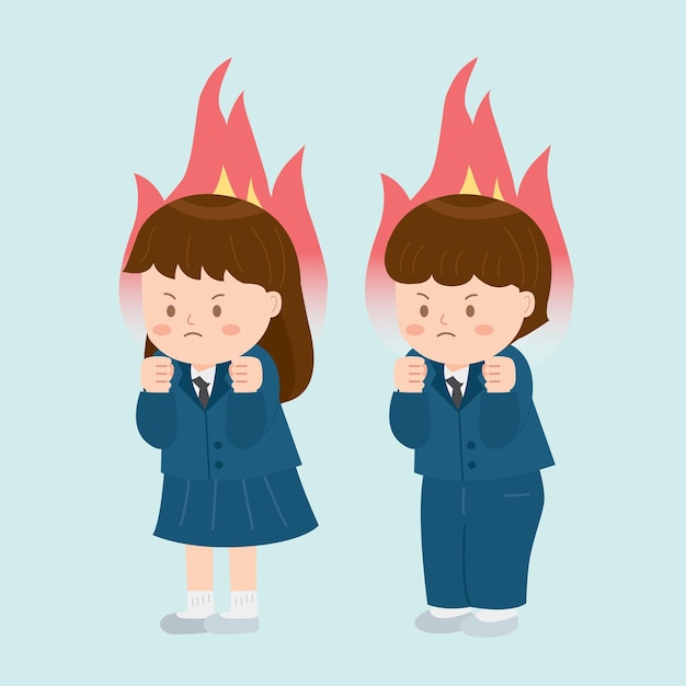 Cartoon illustration of a girl with a fire on her head.