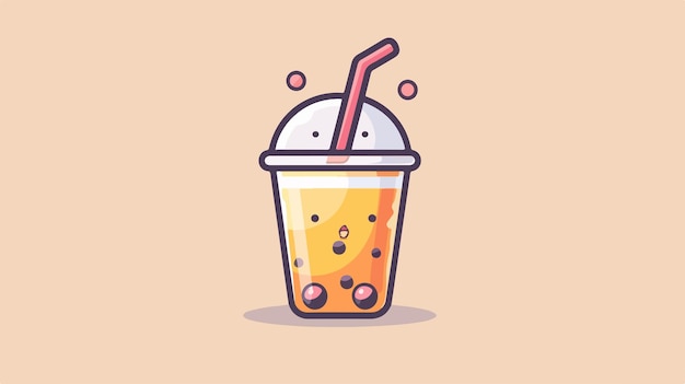 cartoon illustration of a glass of orange juice with a straw