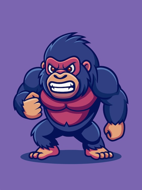 Vector a cartoon illustration of a gorilla with a angry face