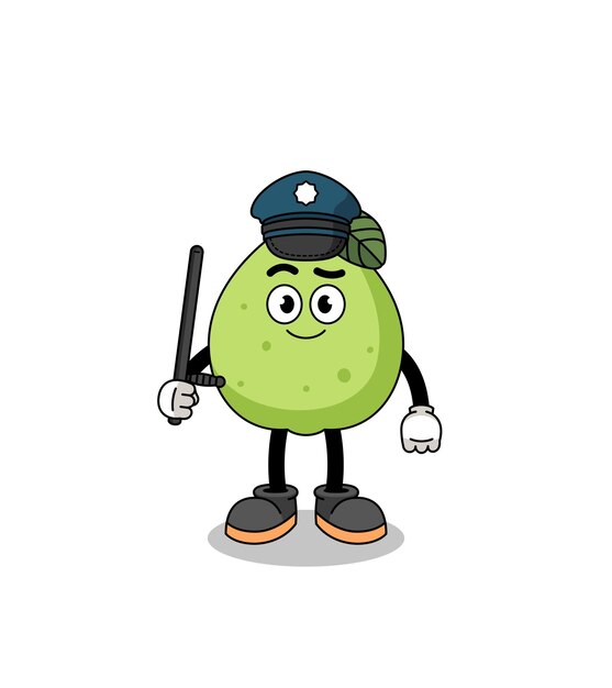 Cartoon Illustration of guava police character design