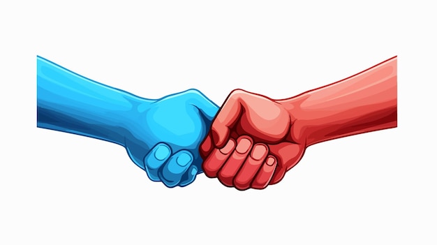 Vector cartoon illustration of hands holding each other and one being held in both hands