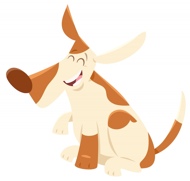 Cartoon Illustration of Happy Spotted Dog