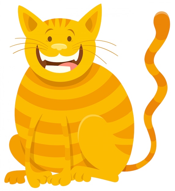 Cartoon Illustration of Happy Yellow Cat Character