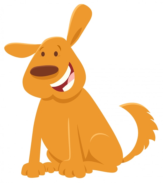 Cartoon Illustration of Happy Yellow Dog