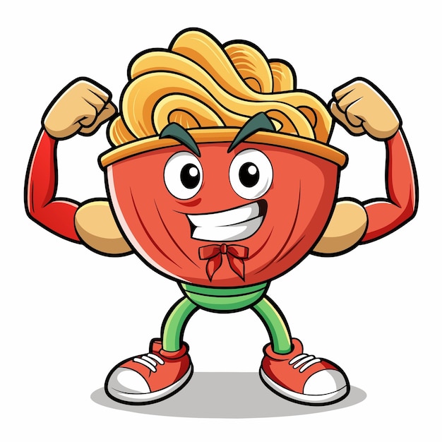 Cartoon Illustration of a Hot Pasta Mascot Character