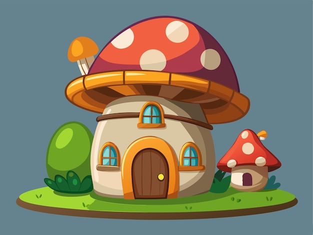 Vector a cartoon illustration of a house with a mushroom on the top