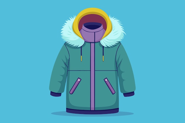 cartoon illustration of a jacket with a hood and coat on it