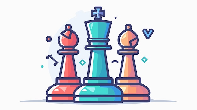 Vector a cartoon illustration of a king chess set with the words king and queen