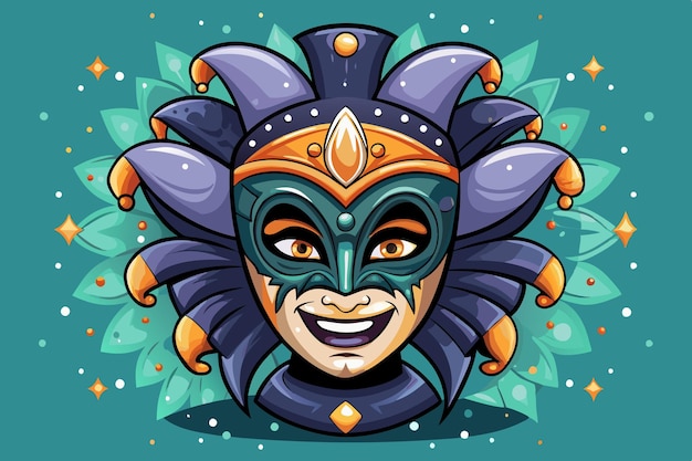 Vector a cartoon illustration of a mask with a blue background with a green background