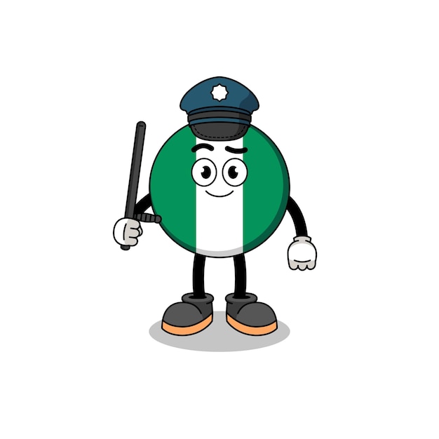 Cartoon Illustration of nigeria flag police character design