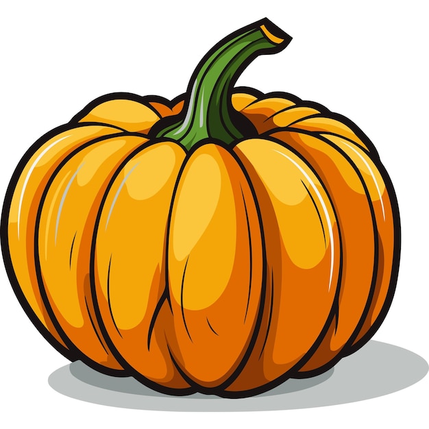 Cartoon Illustration of an Orange Pumpkin