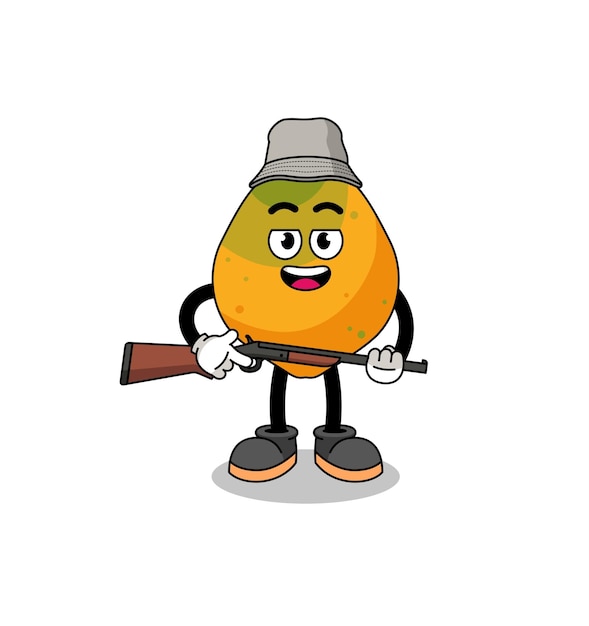 Cartoon Illustration of papaya fruit hunter character design