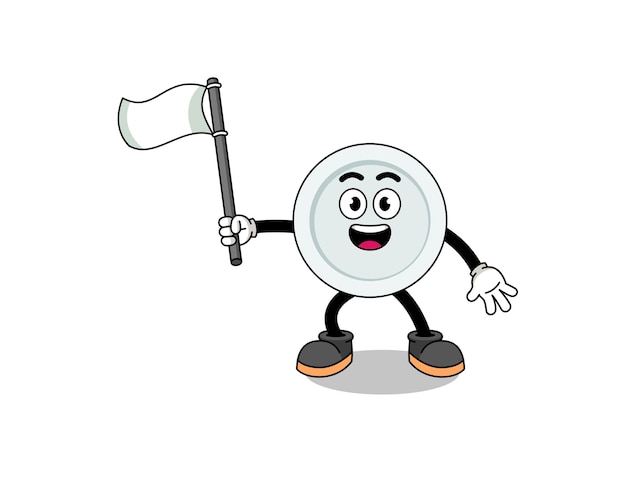 Cartoon Illustration of plate holding a white flag