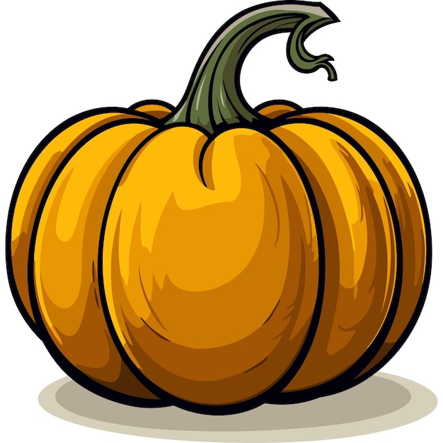 A cartoon illustration of a plump orange pumpkin perfect for autumnal designs thanksgiving greetings or halloween decorations