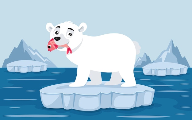 Cartoon Illustration Of A Polar Bear