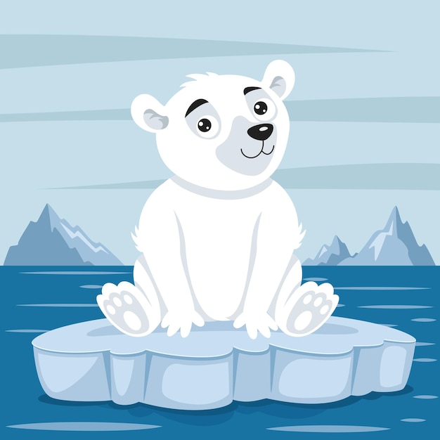 Cartoon Illustration Of A Polar Bear