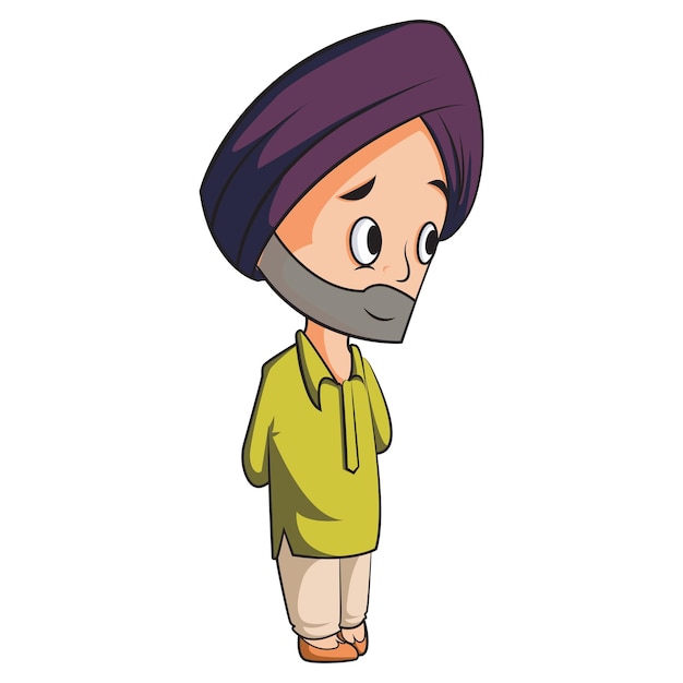 Cartoon illustration of Punjabi man