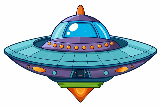 Vector cartoon illustration of a purple and blue ufo