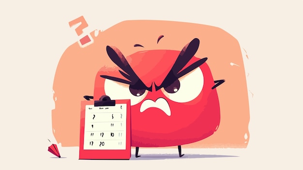 a cartoon illustration of a red angry bird with a calendar saying im not angry