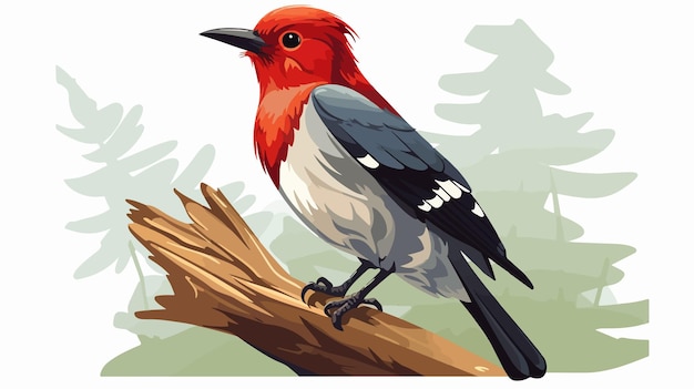 Cartoon Illustration of RedHeaded Woodpecker