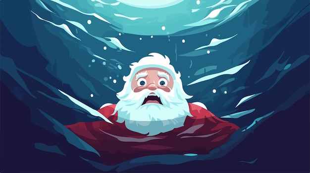 Cartoon Illustration of Scared Santa Claus