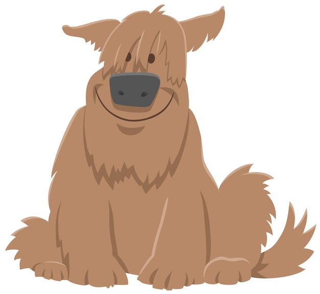 Cartoon illustration of shaggy brown dog animal character