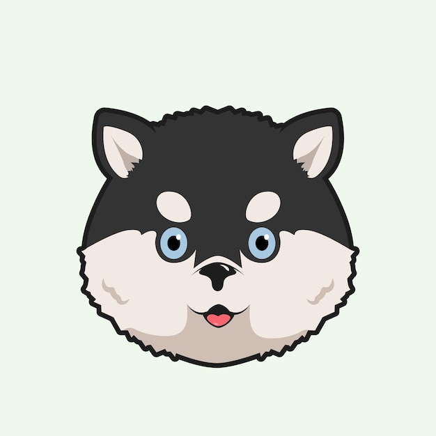 Cartoon illustration of siberian husky cute face Vector illustration of siberian husky dog