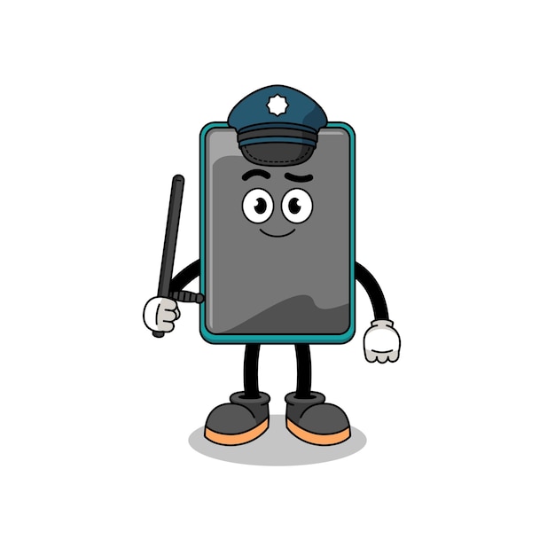 Cartoon Illustration of smartphone police