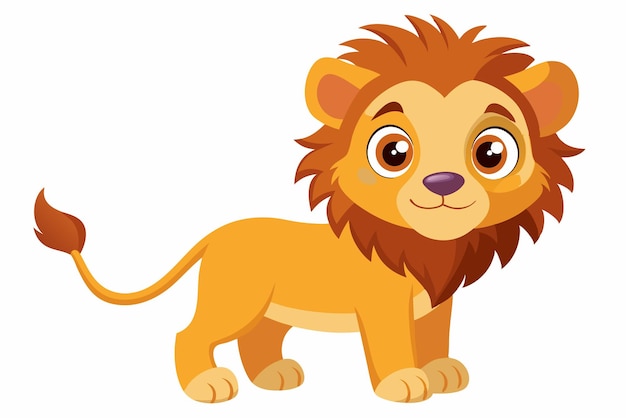 Vector cartoon illustration of a smiling lion cub