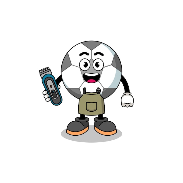 Cartoon Illustration of soccer ball as a barber man character design