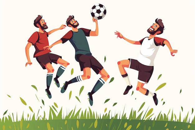 Cartoon Illustration of Soccer Players