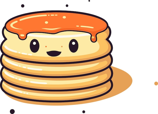 Vector a cartoon illustration of a stack of pancakes with a smiley face